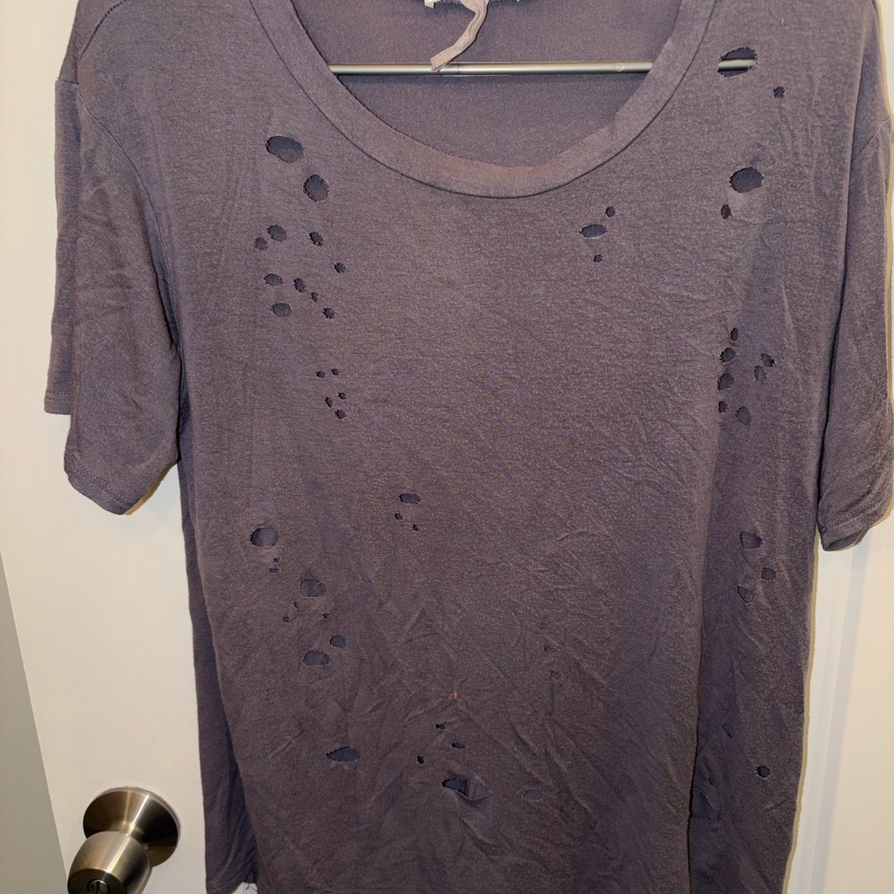 Washed Black Distressed Women's Short Sleeve Tee